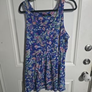Ralph Lauren Women's Rainbow Paisley Mini Tank Dress Beach Boho Festival Size L